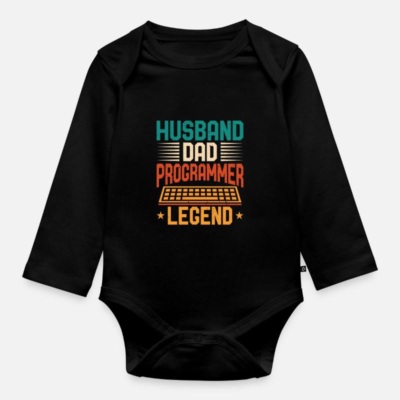 Husband Dad Programmer Legend Coder Programmierer - Organic Longsleeve Baby Bodysuit - black