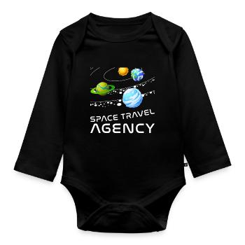 Space Travel Agency - Sonne und Planeten - Baby Bio-Langarm-Body - Schwarz - Vorne