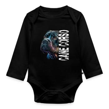 Cane Corso für einen Cane Corso Besitzer - Baby Bio-Langarm-Body - Schwarz - Vorne