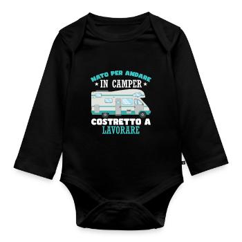 Camping camping-car amusant - Body Bébé bio manches longues - noir - Devant