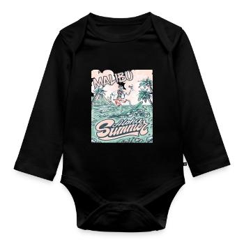 Surf Californie Malibu Vacances Plage Surf - Body Bébé bio manches longues - noir - Devant