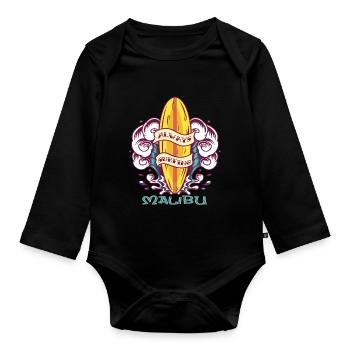 Surf Californie Malibu Beach Ocean Vacances - Body Bébé bio manches longues - noir - Devant