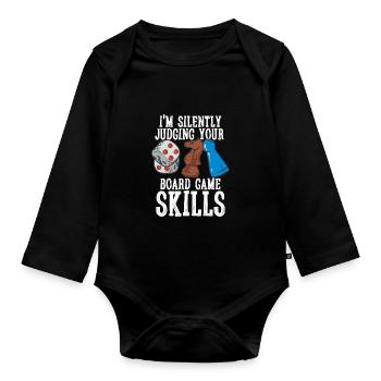 I ́m Silently Judging Your Board Game Skills - Organic Longsleeve Baby Bodysuit - black - Front