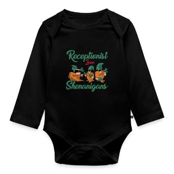 Drôle de réceptionniste Saint-Patrick - Body Bébé bio manches longues - noir - Devant