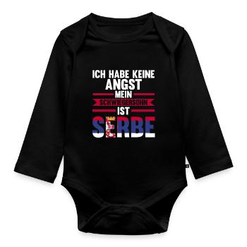 Ich habe keine Angst mein Schwiegersohn ist Serbe - Baby Bio-Langarm-Body - Schwarz - Vorne