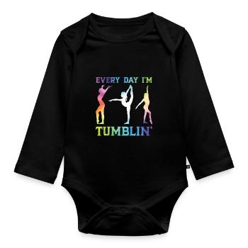 Tumbler Gymnast Girl Tumbler - Organic Longsleeve Baby Bodysuit - black - Front