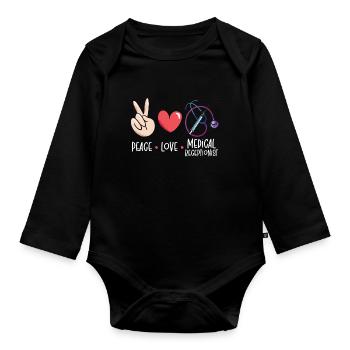 Peace Love Medical Receptionist Healthcare Worker - Organic Longsleeve Baby Bodysuit - black - Front