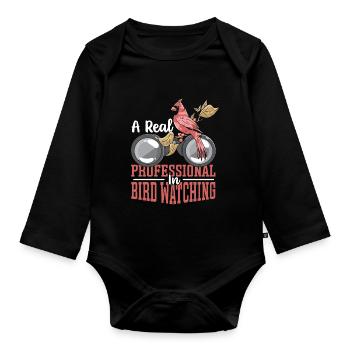 A Real Professional In Bird Watching Bird Watcher - Baby Bio-Langarm-Body - Schwarz - Vorne