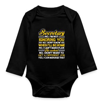 Secretary Secretary I Can Manage - Organic Longsleeve Baby Bodysuit - black - Front