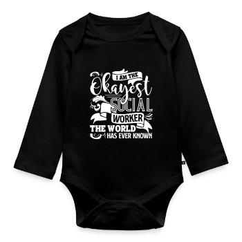 Social Worker The Okayest Social Worker - Organic Longsleeve Baby Bodysuit - black - Front