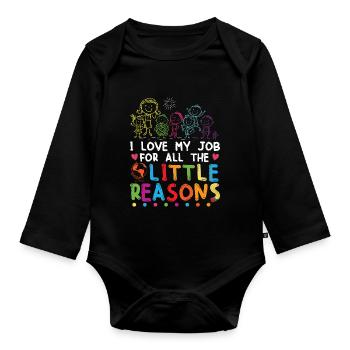 Nette Kita Erzieherin Kindergarten - Baby Bio-Langarm-Body - Schwarz - Vorne