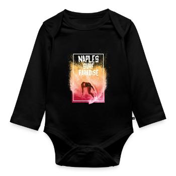 Naples Surfing Florida Urlaub Palme Strand Ozean - Baby Bio-Langarm-Body - Schwarz - Vorne