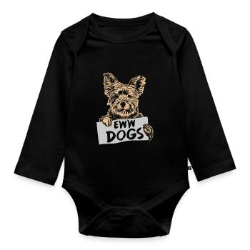 yuck dogs cute cat pet cat lover - Organic Longsleeve Baby Bodysuit - black - Front
