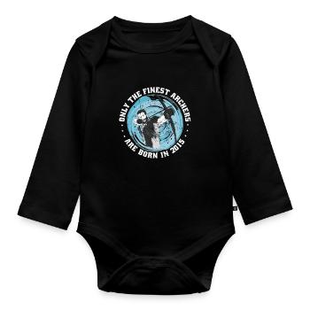 Archer birthday born in 2015 - Organic Longsleeve Baby Bodysuit - black - Front