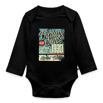 1990 Birthday vintage Retro Legend - Organic Longsleeve Baby Bodysuit - black - Front