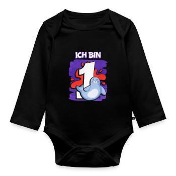 Ich Bin 1 Robbe - Baby Bio-Langarm-Body - Schwarz - Vorne