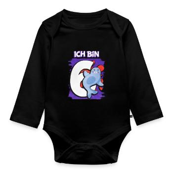 Ich Bin 6 Robbe - Baby Bio-Langarm-Body - Schwarz - Vorne