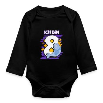 Ich Bin 8 Robbe - Baby Bio-Langarm-Body - Schwarz - Vorne