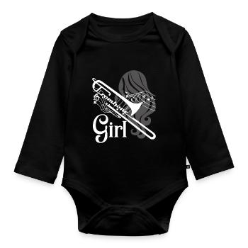 Trombone Trombone Girl - Organic Longsleeve Baby Bodysuit - black - Front