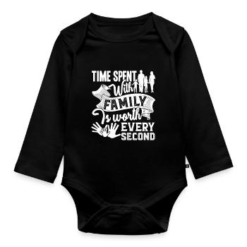 Time Spent With Family Worth Every Second - Organic Longsleeve Baby Bodysuit - black - Front
