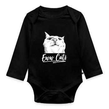 yuck cats dog lover puppy sayings animal - Organic Longsleeve Baby Bodysuit - black - Front