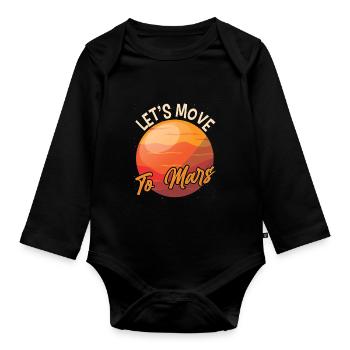 Departure to Mars Space Planet Astronaut - Organic Longsleeve Baby Bodysuit - black - Front