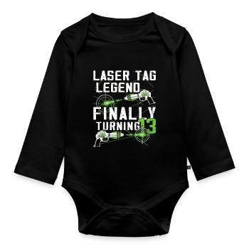 Endlich 13 Jahre Alt – Lasertag Geburtstag - Baby Bio-Langarm-Body - Schwarz - Vorne