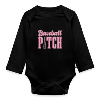 Baseball Mom Pitch Softball Mom - Organic Longsleeve Baby Bodysuit - black - Front