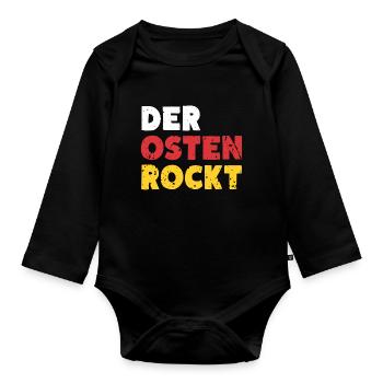 Der Osten Rockt Ossi Ostdeutschland - Baby Bio-Langarm-Body - Schwarz - Vorne