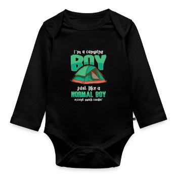 Scout Camping Outdoor Campfire Hiking Backpacking - Organic Longsleeve Baby Bodysuit - black - Front