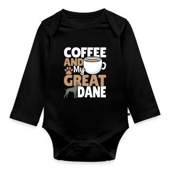 Coffee And My Great Dane Great Dane Dog Lover - Organic Longsleeve Baby Bodysuit - black - Front