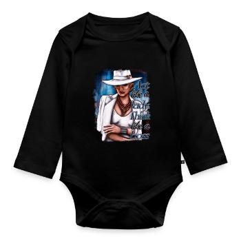 girlboss illustration femme - Body Bébé bio manches longues - noir - Devant