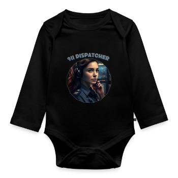 Thin Gold Line, women operator - Organic Longsleeve Baby Bodysuit - black - Front