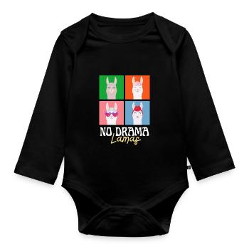 No Drama Lama - Organic Longsleeve Baby Bodysuit - black - Front