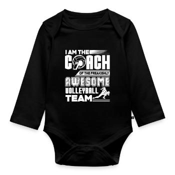 Volleyball Proud Coach Of Awesome Volleyball Team - Organic Longsleeve Baby Bodysuit - black - Front