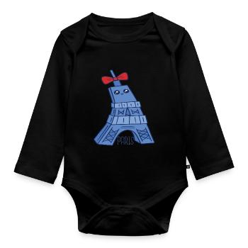Niedliche Eiffelturm Kawaii Liebe Paris Souvenir P - Baby Bio-Langarm-Body - Schwarz - Vorne