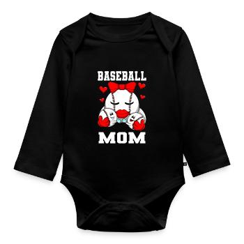 Baseball Mom For Women Softball Mom - Organic Longsleeve Baby Bodysuit - black - Front
