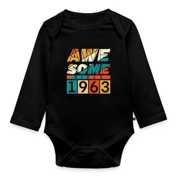 1963 Anniversaire Naissance Année de naissance millésime - Body Bébé bio manches longues - noir - Devant