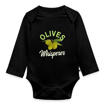 Olive Whisperer - Organic Longsleeve Baby Bodysuit - black - Front
