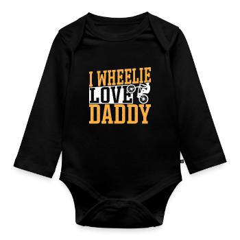 I Wheelie Love Daddy Bicycling Bike - Organic Longsleeve Baby Bodysuit - black - Front