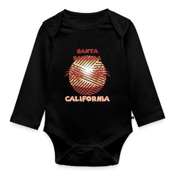 Kalifornien Santa Barbara Palmen Ocean Surfing - Baby Bio-Langarm-Body - Schwarz - Vorne