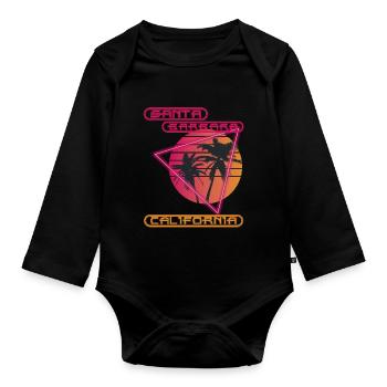 Retro Palme Kalifornien Santa Barbara Urlaub Ozean - Baby Bio-Langarm-Body - Schwarz - Vorne