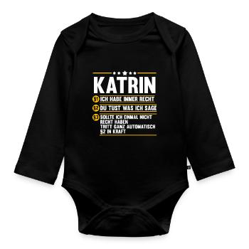 Katrin - Baby Bio-Langarm-Body - Schwarz - Vorne