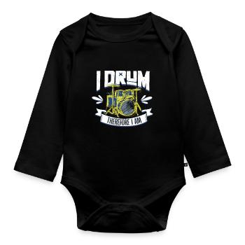 Drummer Drums Music Drum Set Drumming - Organic Longsleeve Baby Bodysuit - black - Front