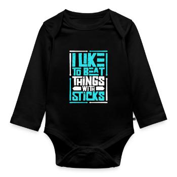 Drummer Drums Music Drum Set Drumming - Organic Longsleeve Baby Bodysuit - black - Front