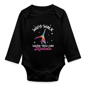 Cool Gymnastics Gymnasts Carrwheel - Organic Longsleeve Baby Bodysuit - black - Front