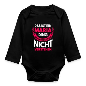 Maria - Baby Bio-Langarm-Body - Schwarz - Vorne