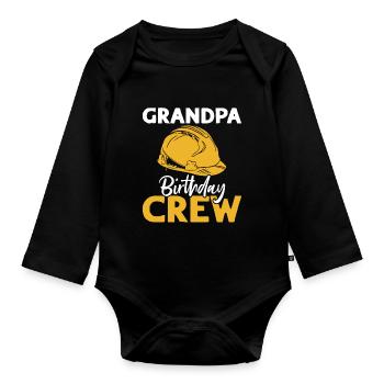 Grand-père de l’équipe d’anniversaire - construction d’anniversaire - Body Bébé bio manches longues - noir - Devant