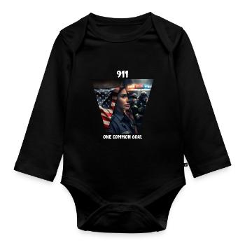 One common goal - Organic Longsleeve Baby Bodysuit - black - Front