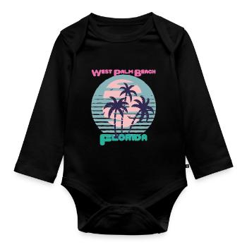 Surf West Palm Beach Holiday Florida Palm Ocean - Body Bébé bio manches longues - noir - Devant